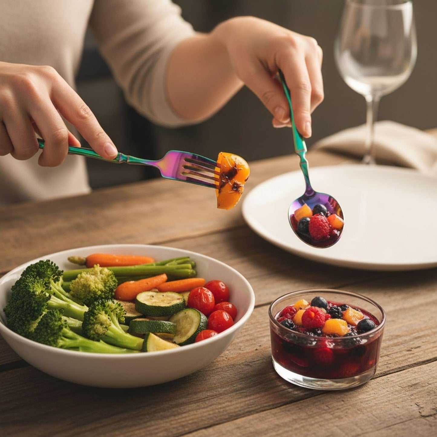 Rainbow Fork & Spoon Set Elegant Design