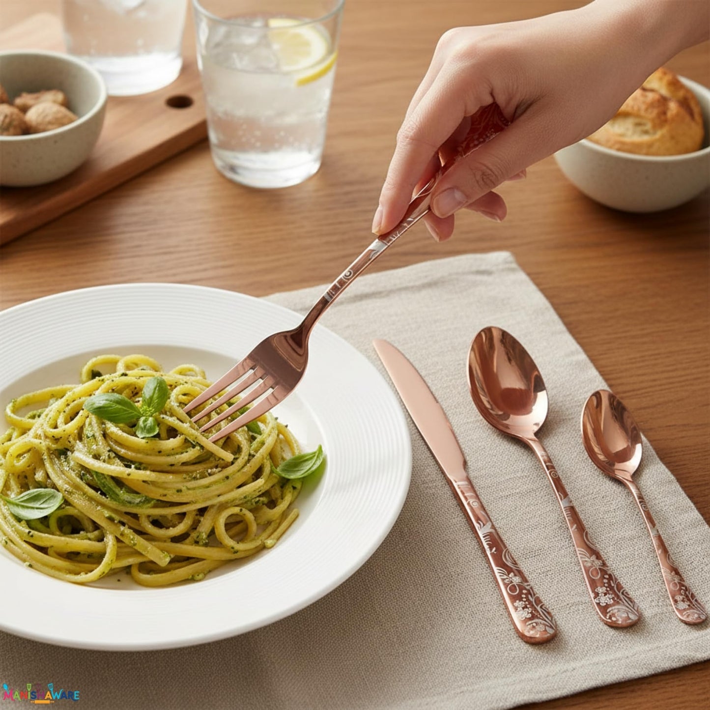 Rosegold Premium Cutlery Set Floral Design