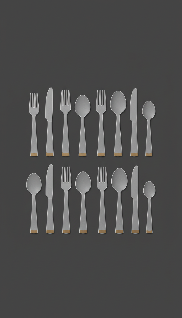 Concrete Grey Geometric Flatware Set, 20-Piece