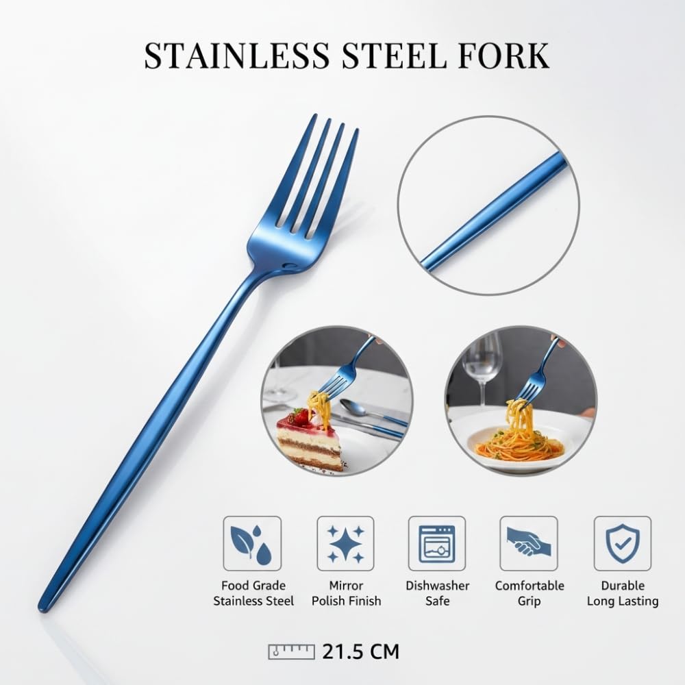 Manishaware Slim Handle Stainless Dinner Steel Fork set for Kitchen or Dining Table