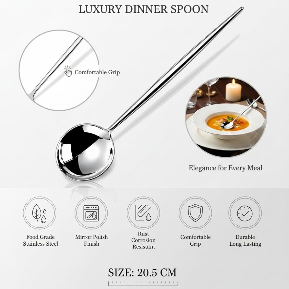 Manishaware Slim Handle Stainless Steel Cutlery Set