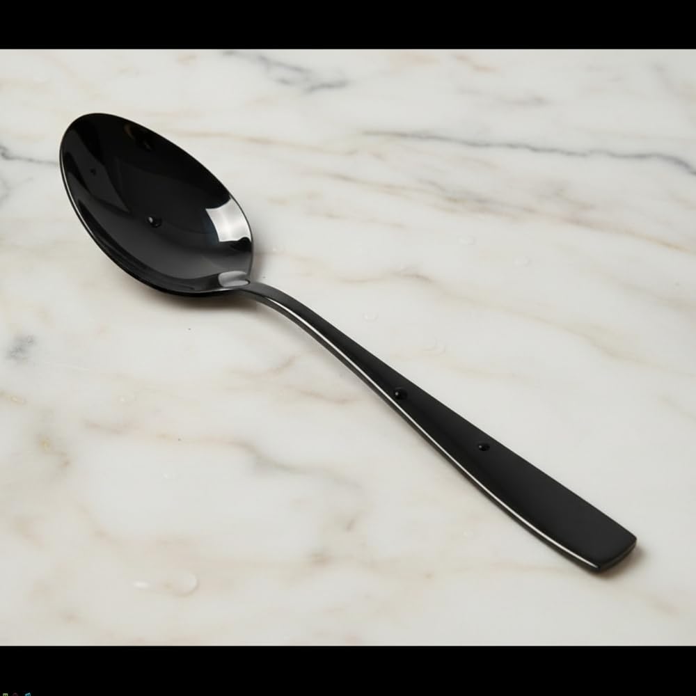 Manishaware Mirror Polished Black 24 Pcs Stainless Steel Cutlery Set