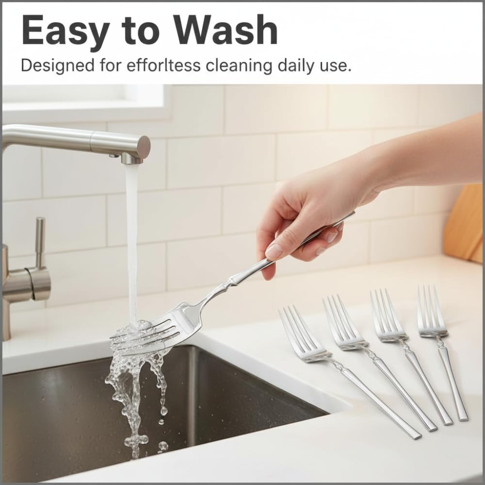Manishaware Stylish Stainless Dinner Steel Fork set for Kitchen or Dining Table