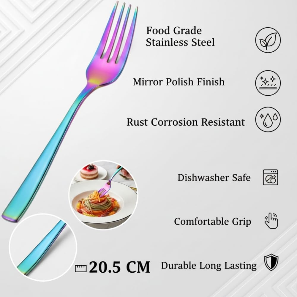 Manishaware Mirror Polished Stainless Dinner Steel Fork set for Kitchen or Dining Table