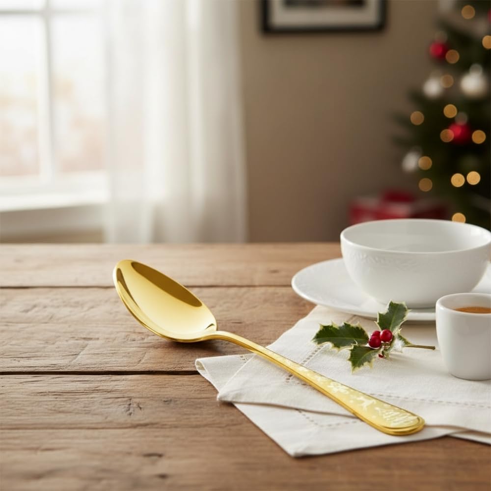 Gold Festive spoon set, rust resistant stainless steel