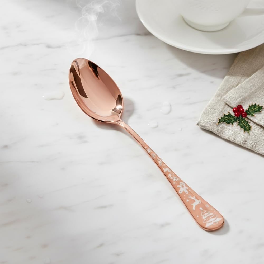 Rose Gold Festive spoon set, rust resistant stainless steel
