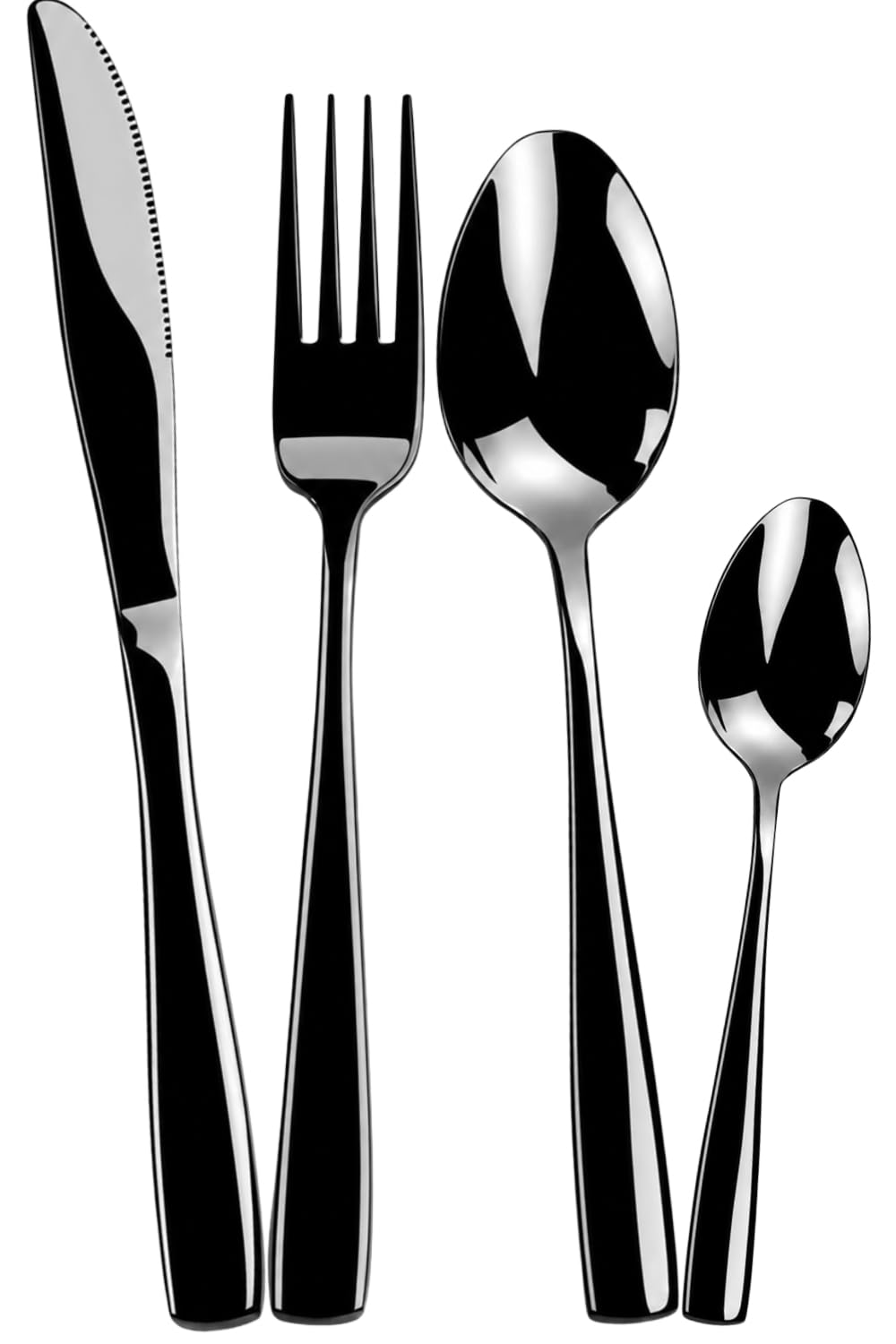 Manishaware Mirror Polished Stainless Steel Cutlery Set for Dining Table, Dishwasher Safe Glossy Flatware (6 spoon set + 6 forks set + 6 Butter knife + 6 Dessert Spoon)