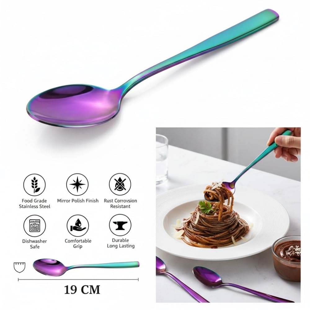 Manishaware Mirror Polished Rainbow 24 Pcs Stainless Steel Cutlery Set