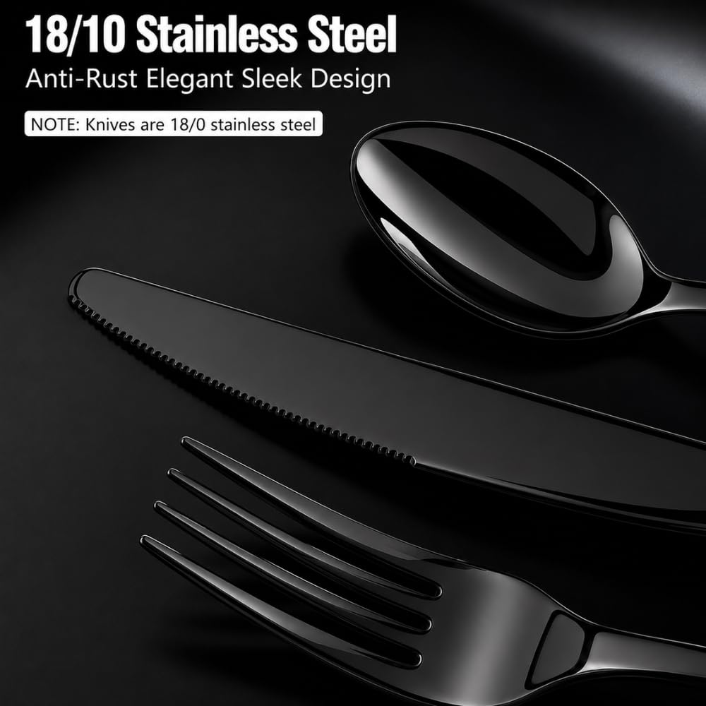 Manishaware Mirror Polished 30 Pcs Stainless Steel Cutlery Set for Dining Table, Dishwasher Safe Glossy Flatware (6 spoon set + 6 forks set + 6 Butter knife + 6 Dessert Spoon + 6 Fruit Fork)