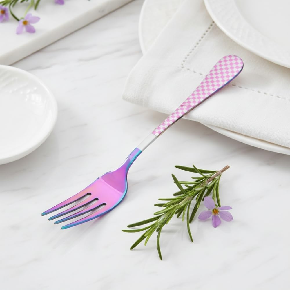 Rainbow Dinner Fork Checker Design