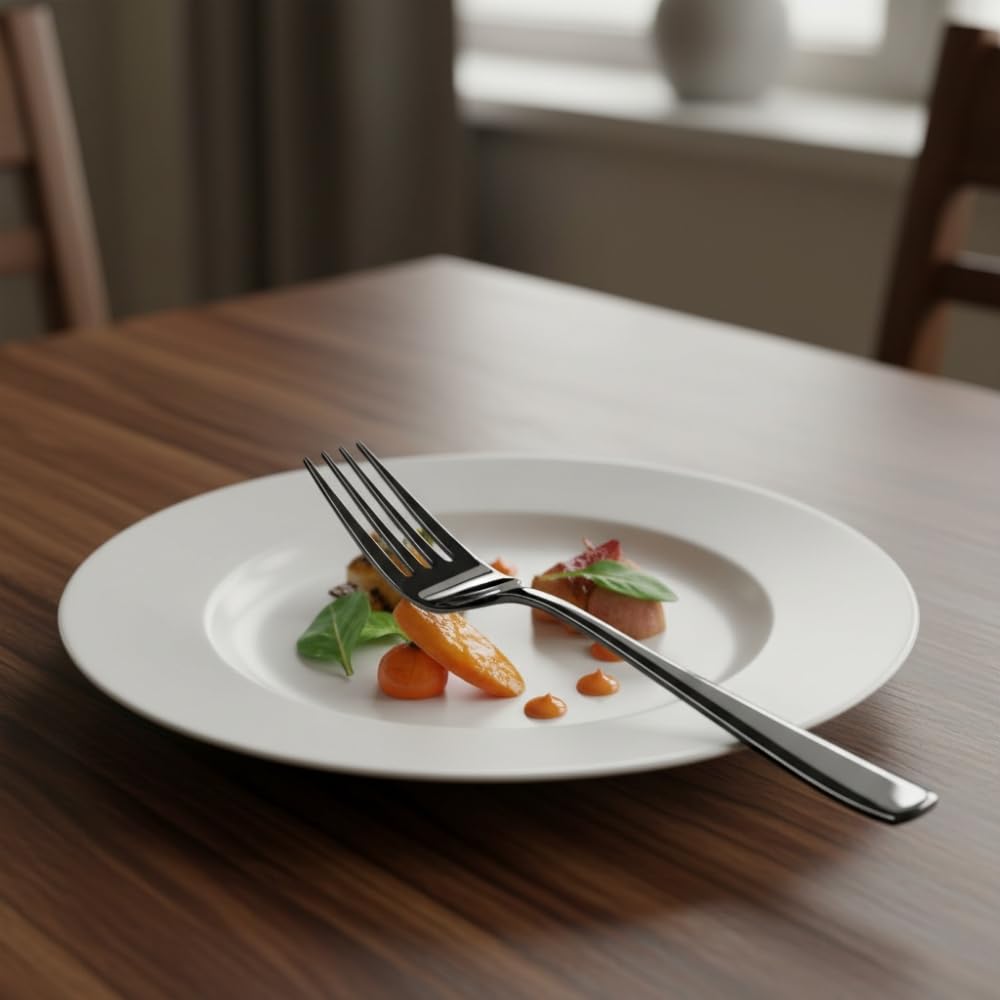 Manishaware Mirror Polished Stainless Dinner Steel Fork set for Kitchen or Dining Table