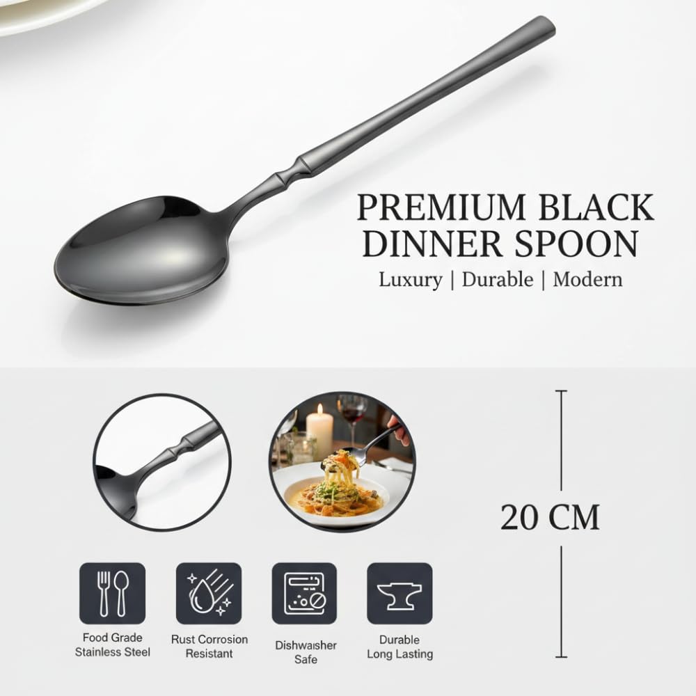 Manishaware Classic Black 24 Pcs Stainless Steel Cutlery Set