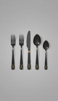 Onyx Black Geometric Flatware Set
