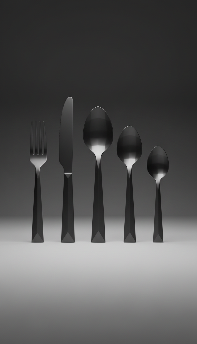 Slate Finish Geometric Flatware Set