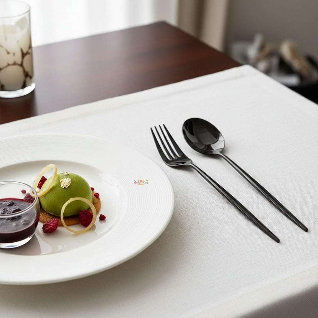 Black Slim spoon and fork set, rust resistant stainless steel, a perfect wedding, housewarming, corporate and festival gift