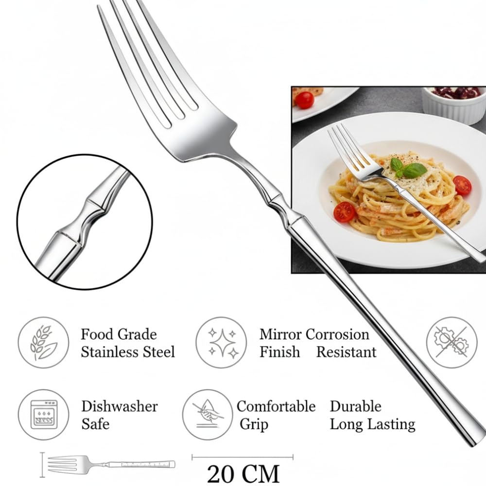 Manishaware Stylish Stainless Dinner Steel Fork set for Kitchen or Dining Table
