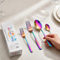 Manishaware Classic Rainbow 24 Pcs Stainless Steel Cutlery Set for Dining Table, Dishwasher Safe Glossy Flatware (Perfect Spoon Fork Set)