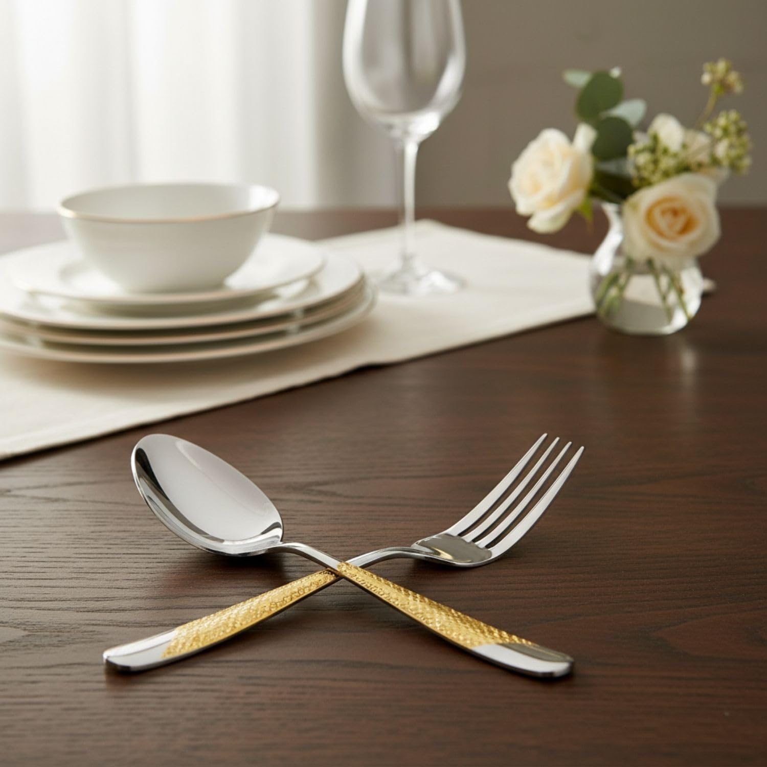 Manishaware Classic 12 Pcs Stainless Steel Cutlery Set for Dining Table, Dishwasher Safe Glossy Flatware (6 Forks & 6 Spoons)