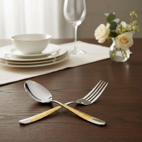 Manishaware Classic 12 Pcs Stainless Steel Cutlery Set for Dining Table, Dishwasher Safe Glossy Flatware (6 Forks & 6 Spoons)