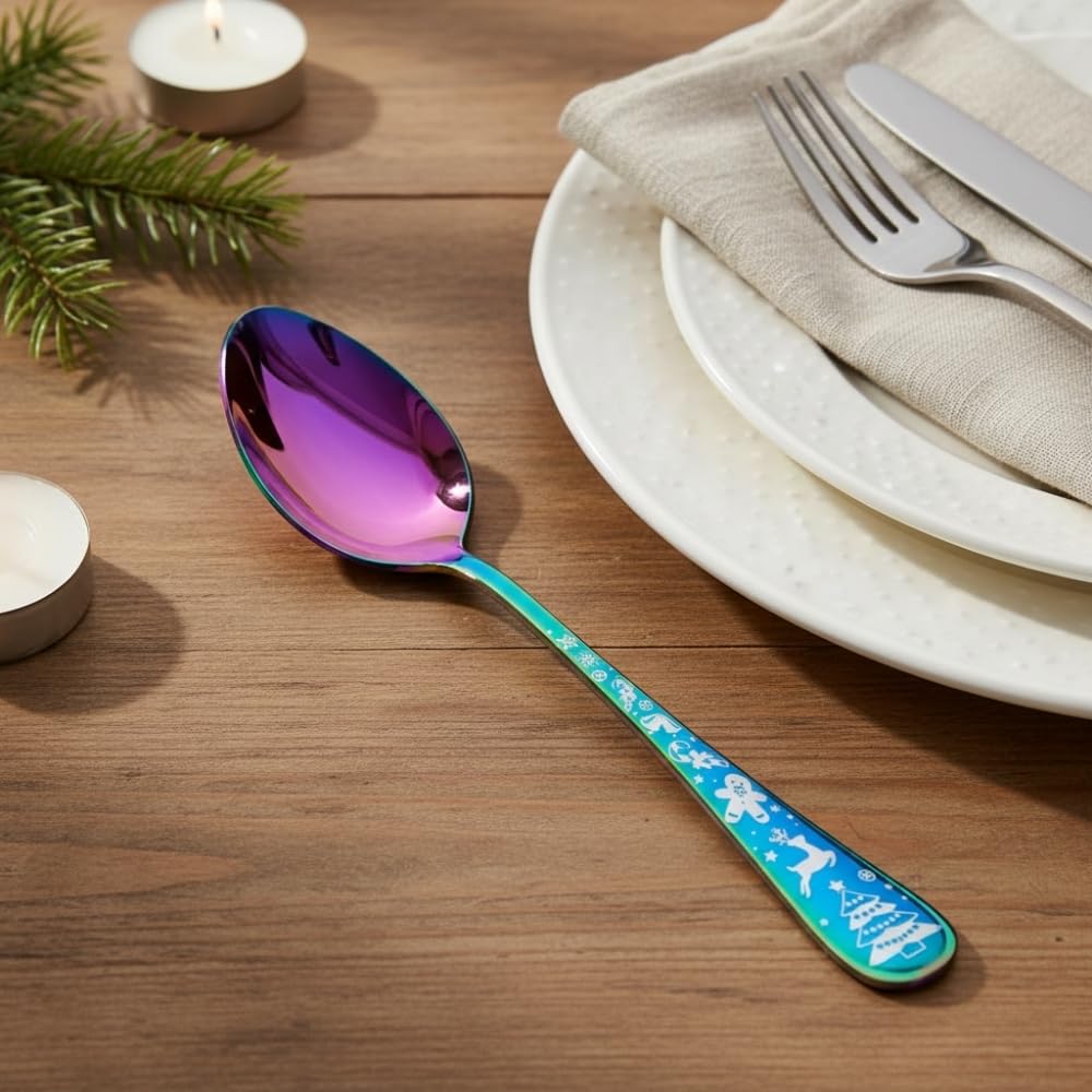 Rainbow Festive spoon set, rust resistant stainless steel, a perfect wedding, housewarming, corporate and festival gift