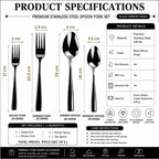 Mirror design Indian cutlery set in Black stainless steel, 8 Pcs, a perfect wedding, housewarming, corporate and festival gift