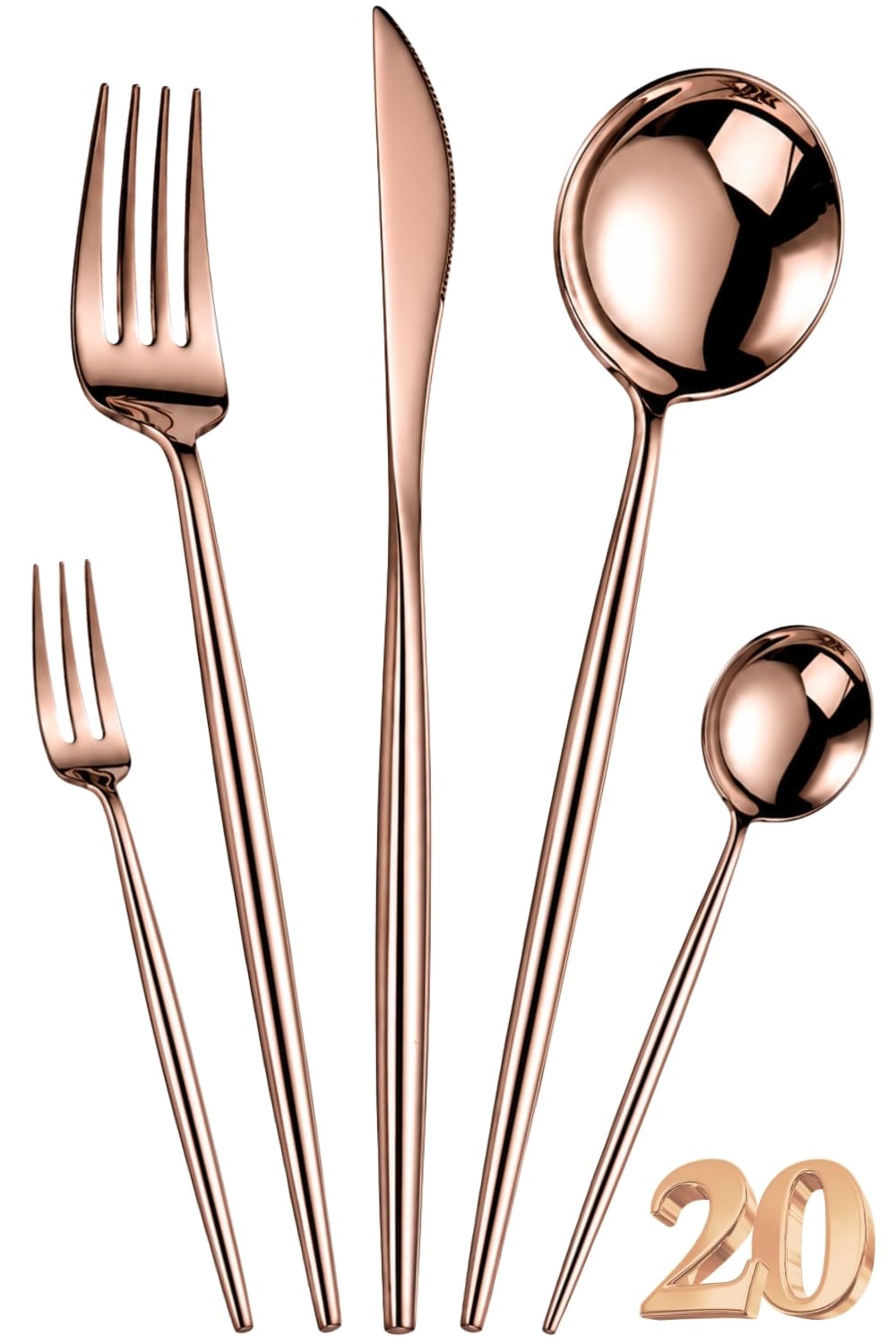 Manishaware Slim Handle Stainless Steel Cutlery Set for Dining Table, Dishwasher Safe Glossy Flatware (6 spoon set+6 forks set+6 Butter knife+6 Dessert Spoon+ 6 Fruit Fork)