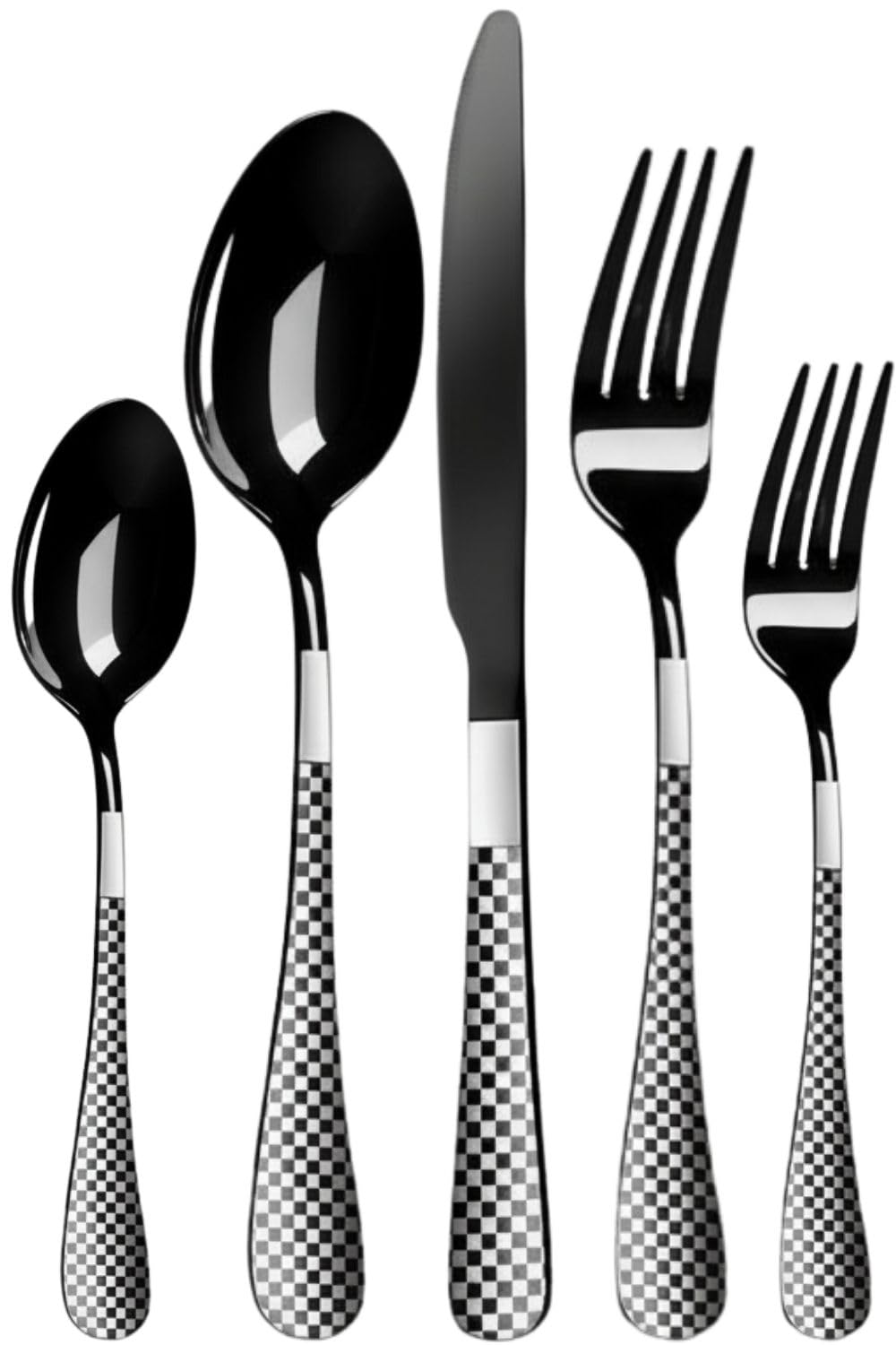 Manishaware Checkered Stainless Steel Cutlery Set for Dining Table, Dishwasher Safe Glossy Flatware (4 spoon set+4 forks set+4 Butter knife+4 Dessert Spoon+ 4 Fruit Fork)