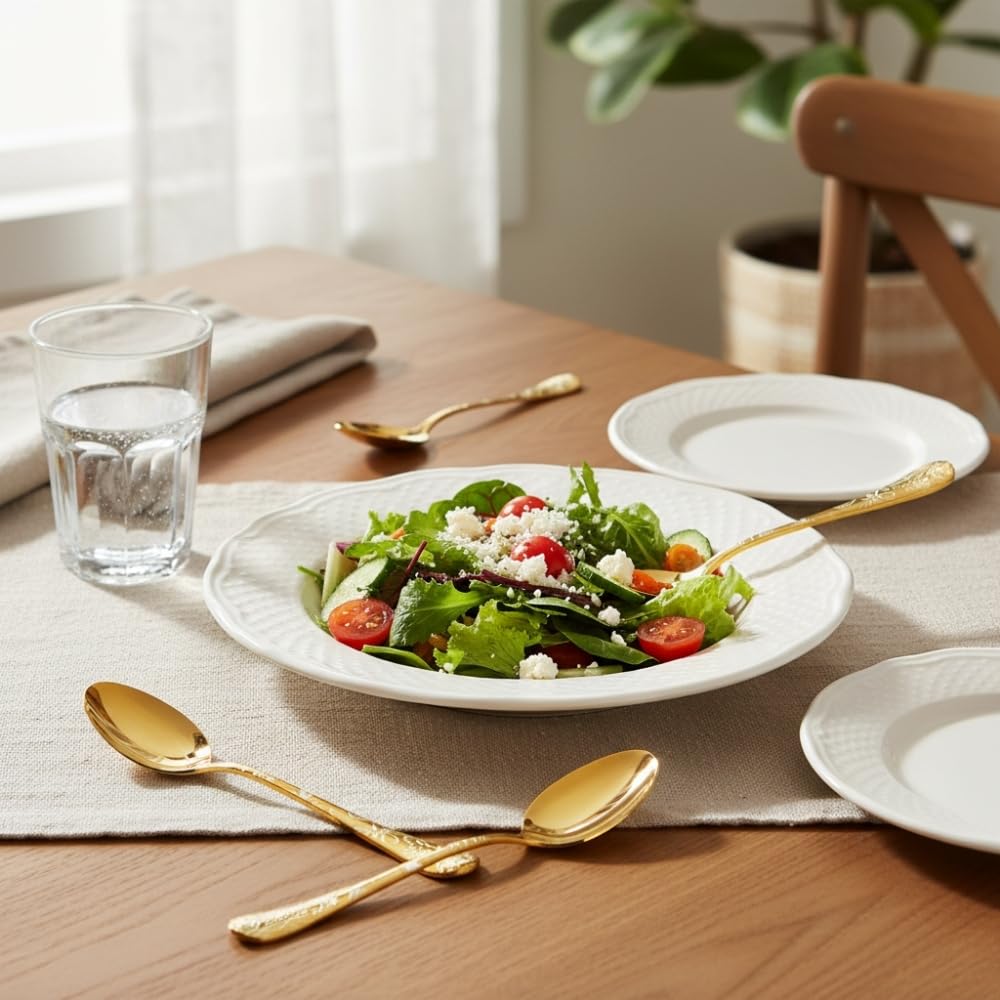 Manishaware Floral Gold 24 Pcs Stainless Steel Cutlery Set