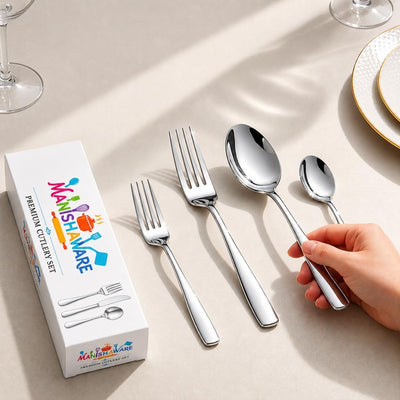 Silver Essential Cutlery Set Mirror Design