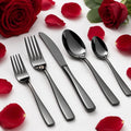Manishaware Mirror Polished Black 15 Pcs Stainless Steel Cutlery Set for Dining Table, Dishwasher Safe Glossy Flatware (3 spoon set + 3 forks set + 3 Butter knife + 3 Dessert Spoon + 3 Fruit Fork)