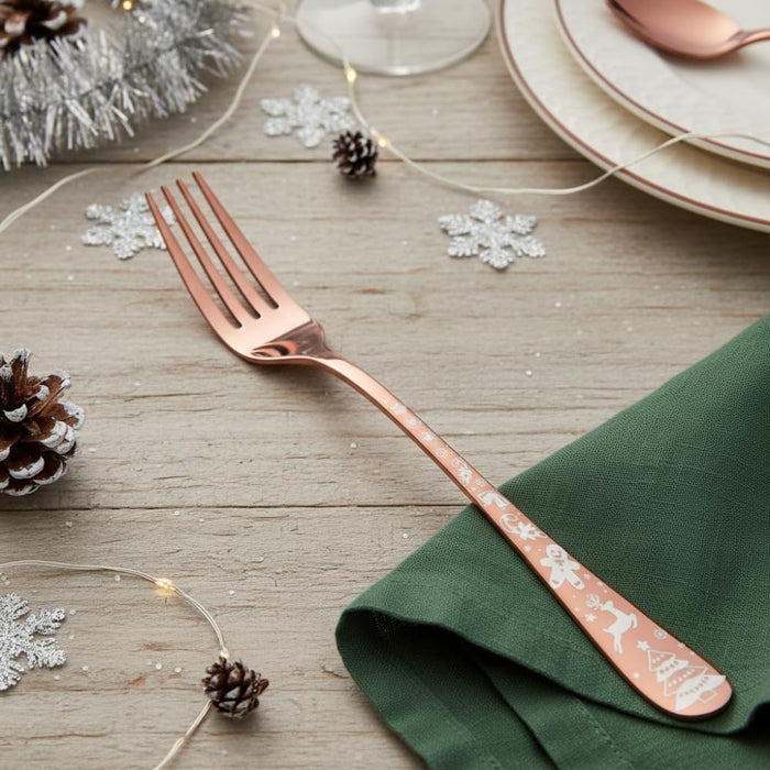 Rosegold Dinner Fork Festive Design