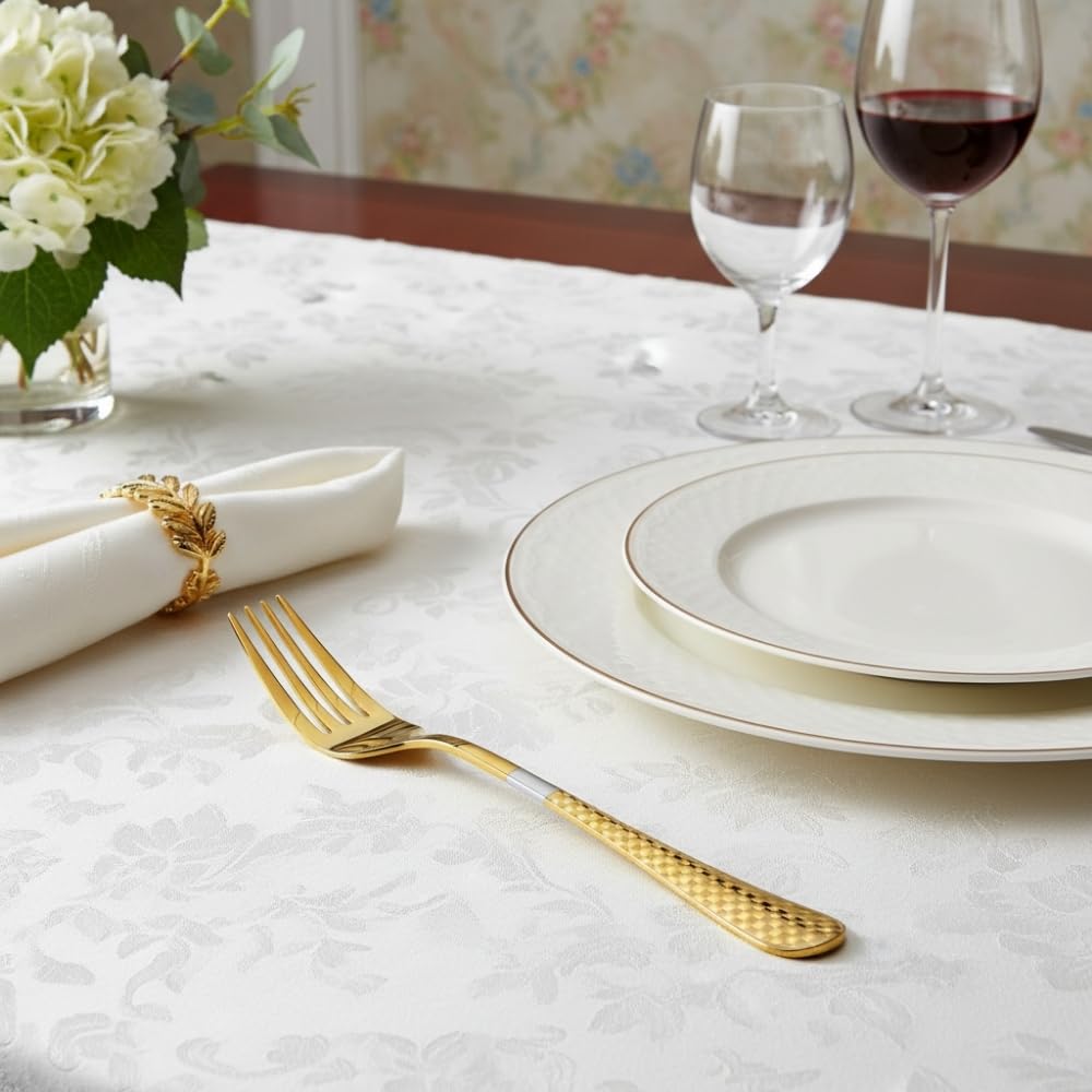 Manishaware Checkered Stainless Dinner Steel Fork set for Kitchen or Dining Table