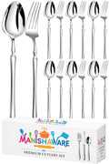 Manishaware Classic Silver 12 Pcs Stainless Steel Cutlery Set for Dining Table, Dishwasher Safe Glossy Flatware (6 Forks & 6 Spoons)
