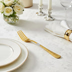 Gold Checker design fork set in 18/10 stainless steel, a perfect wedding, housewarming, corporate and festival gift