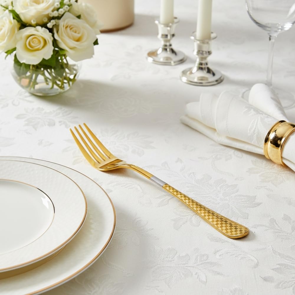 Manishaware Checkered Stainless Dinner Steel Fork set for Kitchen or Dining Table