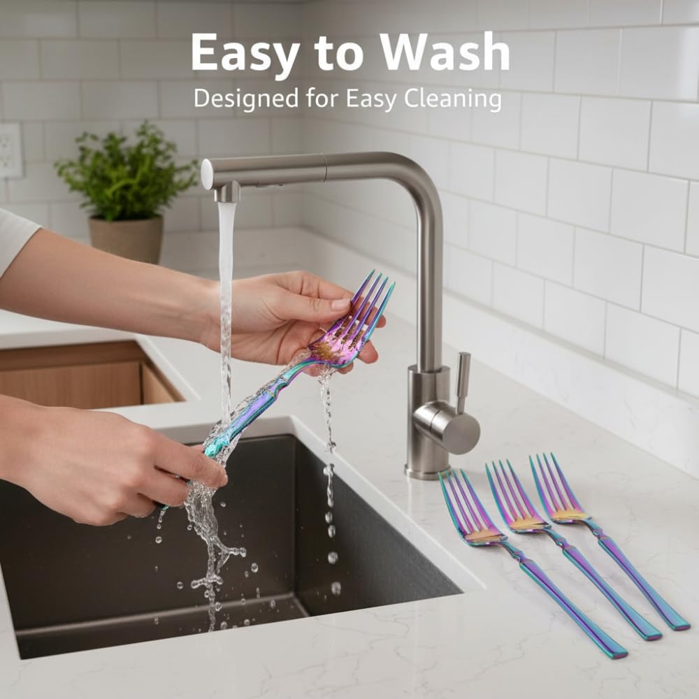 Manishaware Stylish Stainless Dinner Steel Fork set for Kitchen or Dining Table