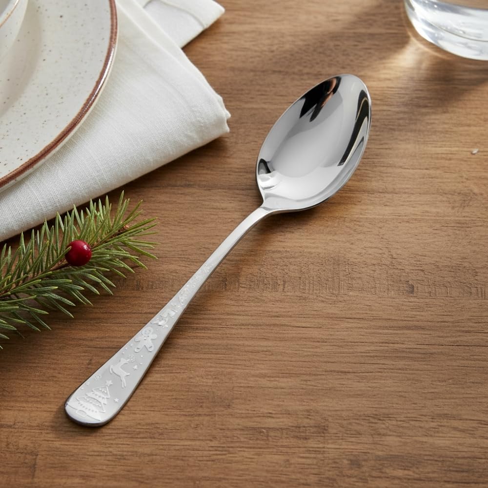 Silver Festive spoon set, rust resistant stainless steel, a perfect wedding, housewarming, corporate and festival gift