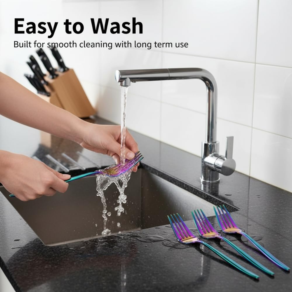 Manishaware Slim Handle Stainless Dinner Steel Fork set for Kitchen or Dining Table