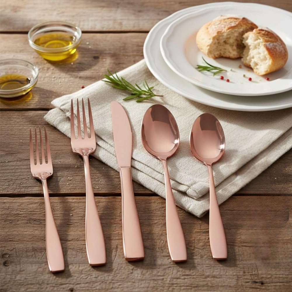 Manishaware Mirror Polished 30 Pcs Stainless Steel Cutlery Set for Dining Table, Dishwasher Safe Glossy Flatware (6 spoon set + 6 forks set + 6 Butter knife + 6 Dessert Spoon + 6 Fruit Fork)