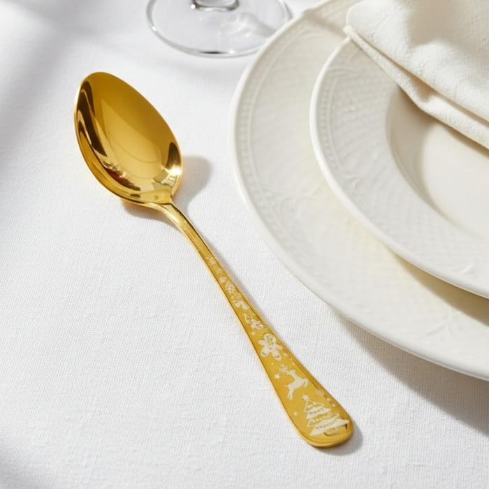 Gold Dinner Spoon Festive Design
