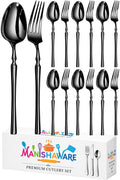 Manishaware Classic 12 Pcs Stainless Steel Cutlery Set for Dining Table, Dishwasher Safe Glossy Flatware (6 Forks & 6 Spoons)