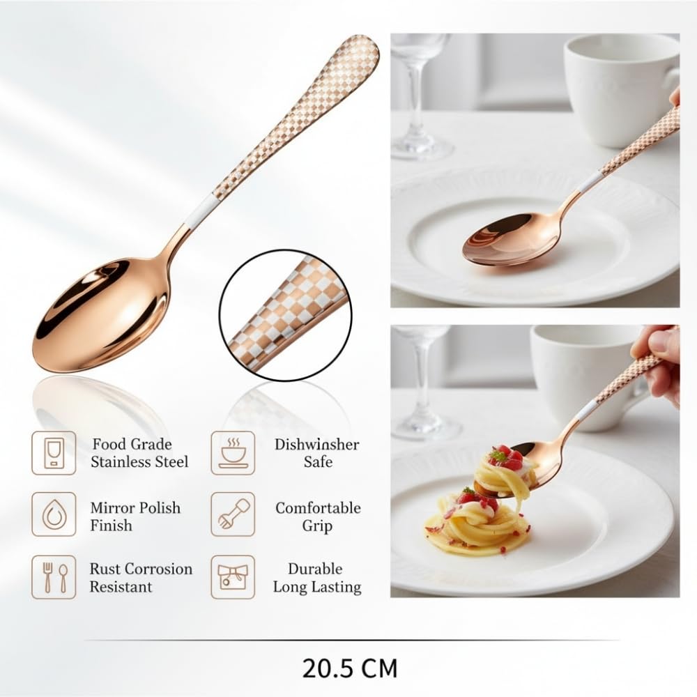 Rosegold Dinner Spoon Checker Design