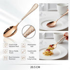 Rose Gold Checker spoon set, rust resistant stainless steel, a perfect wedding, housewarming, corporate and festival gift