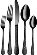 Manishaware Hammered Stainless Steel Cutlery Set for Dining Table, Dishwasher Safe Glossy Flatware (4 spoon set+4 forks set+4 Butter knife+4 Dessert Spoon+ 4 Fruit Fork)