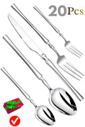Manishaware Elegant Handle Silver 20 Pcs Heavy duty Stainless Steel Cutlery Set for Dining table (4 pcs spoon set+4 pcs forks set+4 pcs Butter knife+4 pcs Dessert Spoon+ 4 Pcs Fuit Fork for kitchen)