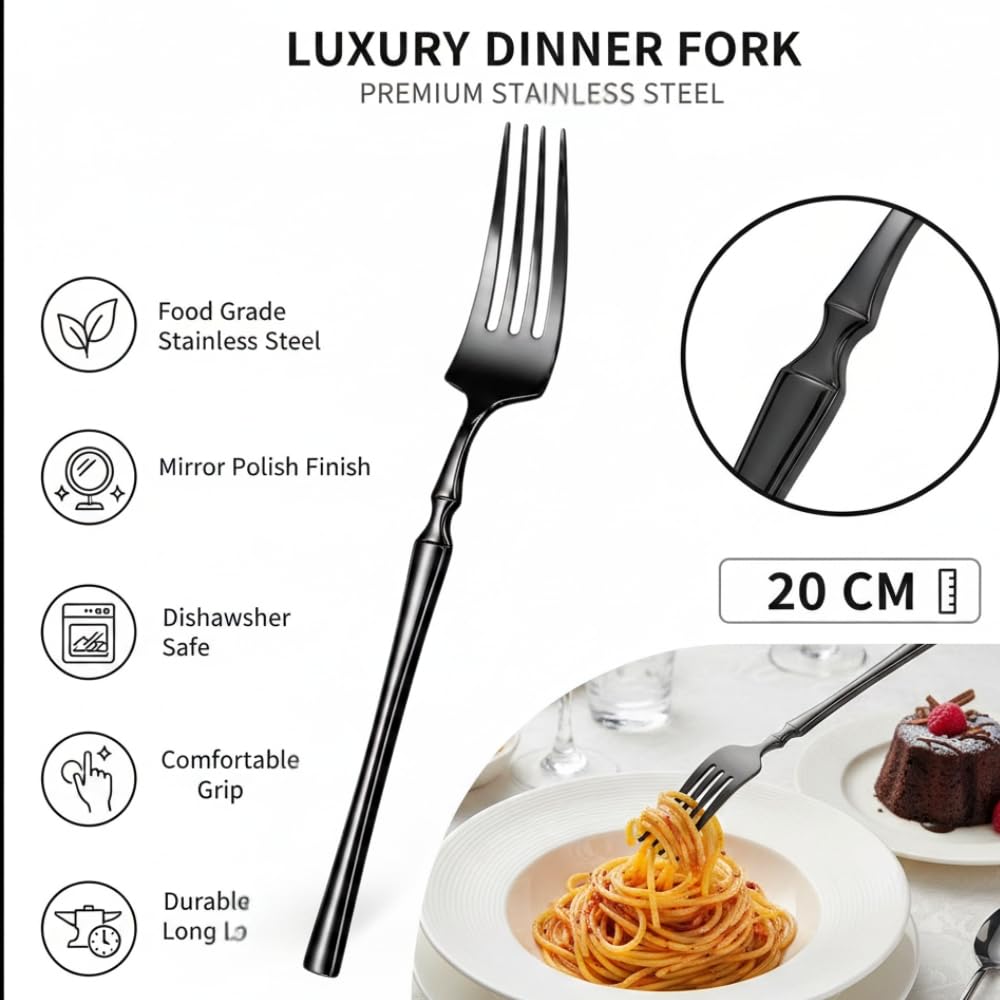 Manishaware Stylish Stainless Dinner Steel Fork set for Kitchen or Dining Table