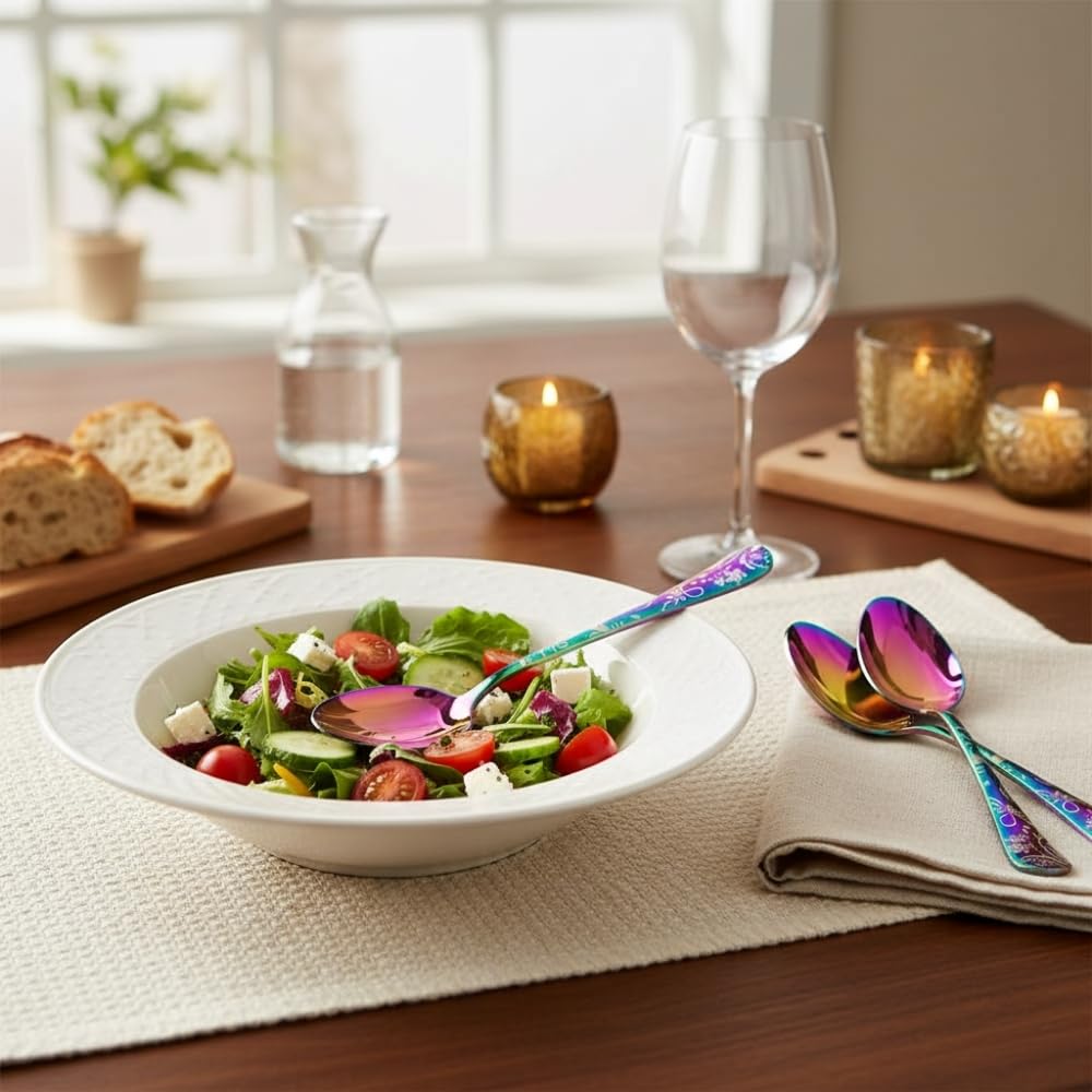 Manishaware Floral Rainbow 24 Pcs Stainless Steel Cutlery Set