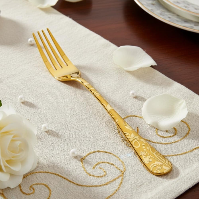Gold Dinner Fork Floral Design