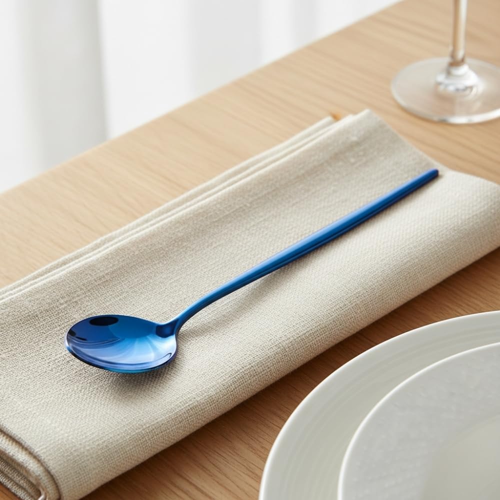 Blue Slim spoon set, rust resistant stainless steel, a perfect wedding, housewarming, corporate and festival gift