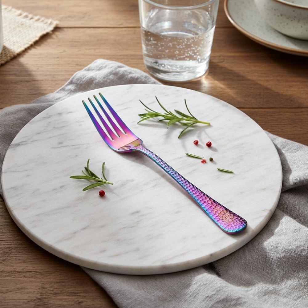 Rainbow Hammer fork set, rust resistant stainless steel, a perfect wedding, housewarming, corporate and festival gift